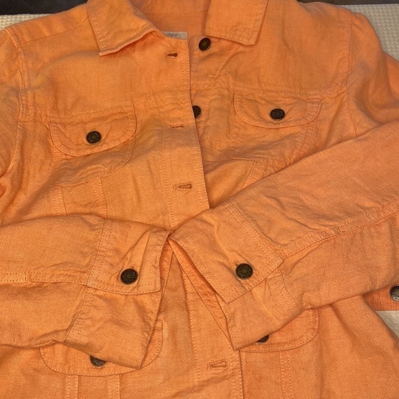 J.jill Linen Jacket Size Petite M - Peach Orange - Picture 12 of 14